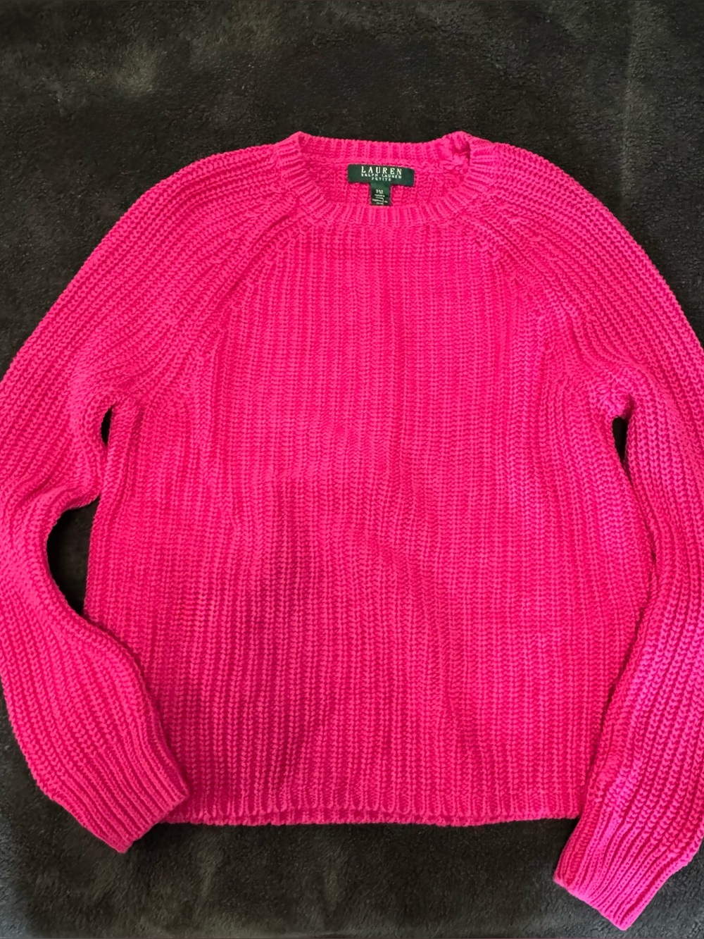 ⁠LAUREN Ralph Lauren Pink Crewneck Sweater M Petite 100% Cotton Preppy Coastal